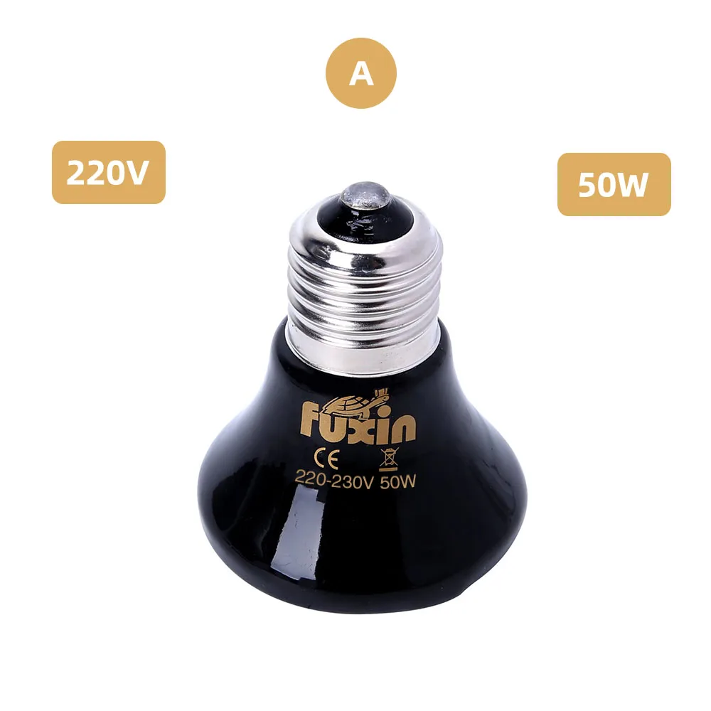 A 220V 50W E27 Pet Heating lamp Mini Infrared Ceramic Emitter Heat Bulb Pets Turtle Heating Light Box Warmer Light Bulbs 25/50/75/100W - Цвет: A 220V 50W