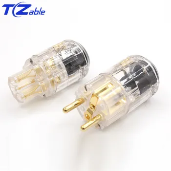 

1Pair P-029E C-029 Schuko Plug Power Plugs Male Female Gold Plated Connector for Audio Power Cable 16A 250V Standard Grounding