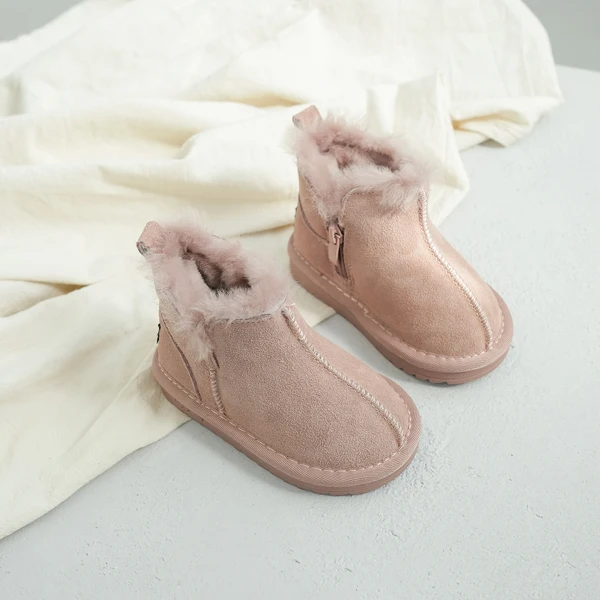 Розовый CCTWINS/детская обувь; коллекция года; модные зимние ботинки для детей; Теплая обувь из натуральной кожи для маленьких мальчиков; повседневные ботинки черного цвета для девочек; SNB026 - Цвет: Розовый