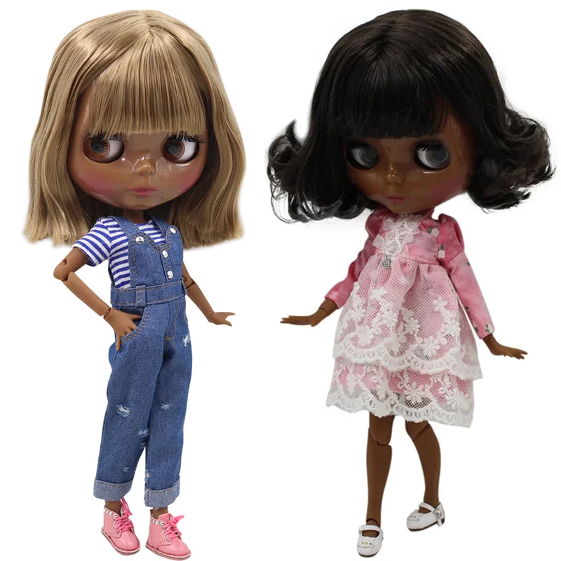 Кукла Blyth ICY DBS Боб волосы супер темная кожа шарнирное тело 1/6 подарок игрушка ob24 из