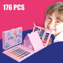 176 шт акварельные художественные маркеры для рисования, Набор ручек, детский художественный Набор для рисования, инструменты для детей, Подарочная коробка, офисные канцелярские принадлежности