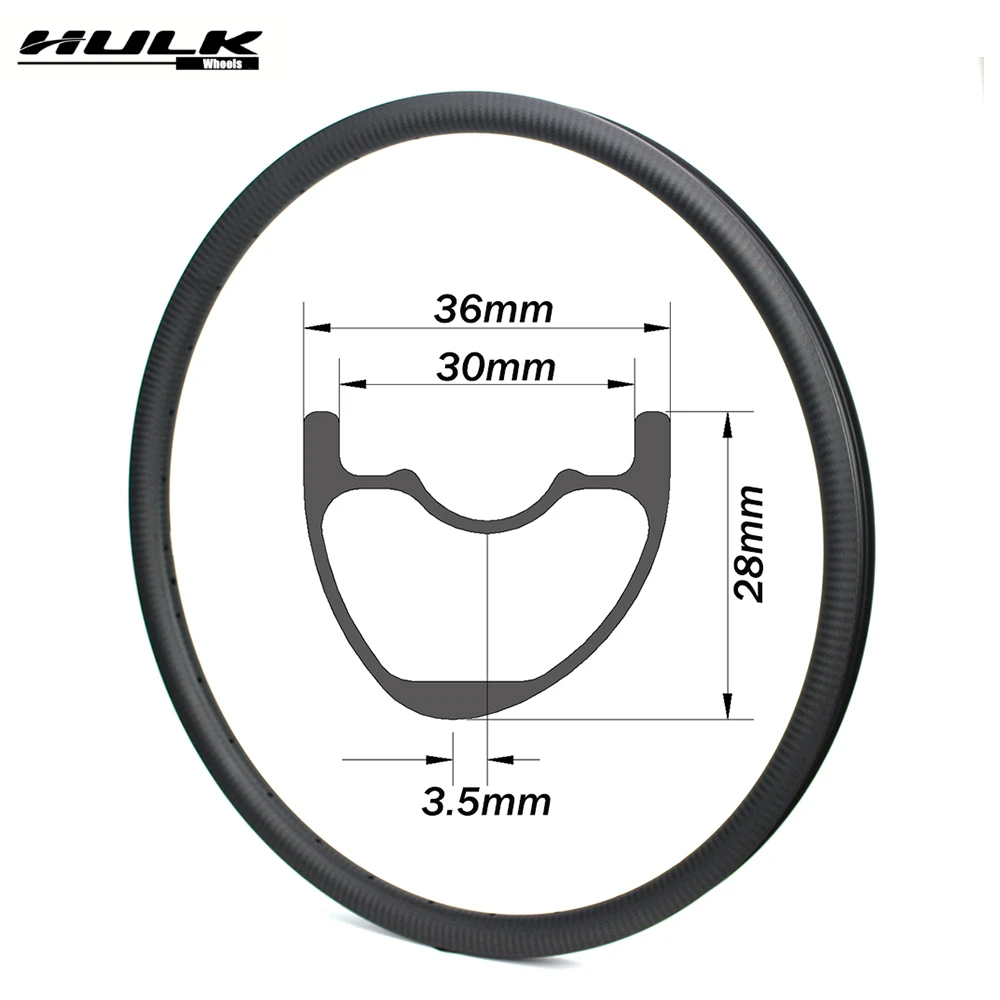 

HULKWHEELS Mtb Carbon Rim 29er 36mm Width 28mm Depth XC AM Hookless Asymmetric Rims High Quality Carbon Fiber Bicycle Wheels