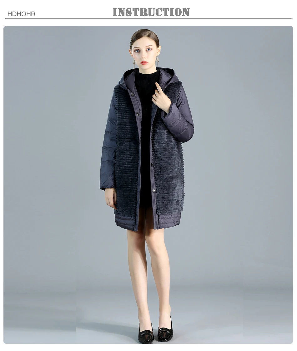 HDHOHR высококачественное пальто из натурального меха для женщин, пальто из натурального меха кролика с хорошим пухом, Двусторонняя одежда, теплая женская меховая куртка
