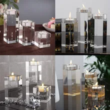 Crystal Candlelight European Upscale Candlelight Dinner Candlestick Table Romantic for Home Office Desktop Decor Candle Holder