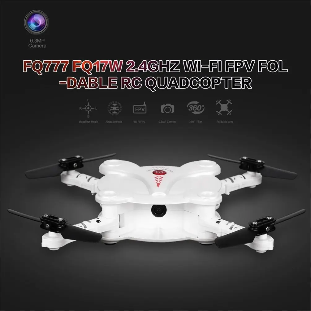 FQ777 FQ17W 2,4G 6 осевой гиростабилизированный мини скоростной Дрон Wi-Fi FPV(first person View складной RTF Квадрокоптер с дистанционным управлением с 0.3MP Камера удержания высоты «Безголовый» режим Drone