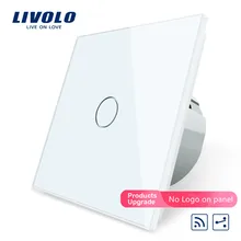 Livolo EU Standard 1Gang 2 Way, przełącznik zdalny, przełącznik bezprzewodowy, Panel ze szkła kryształowego, bez Mini pilota do inteligentnego życia