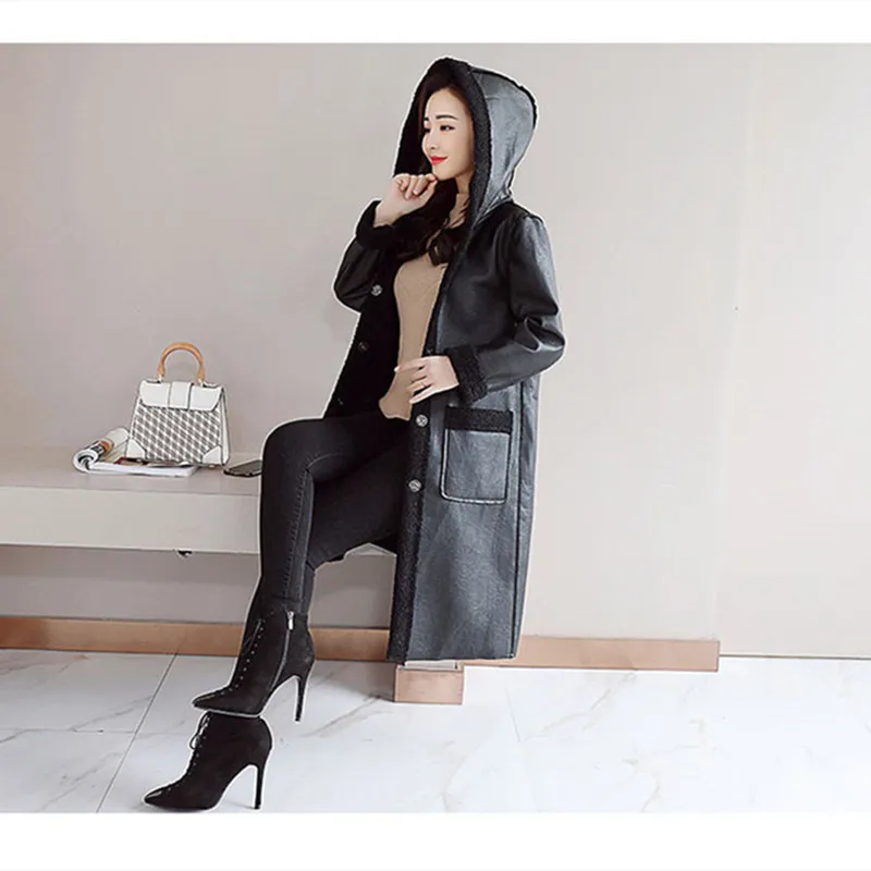 Winter Fashion 2023 Single Breasted Hoode Fur Coats for Ladies Elegant Streetwear Wool Coats