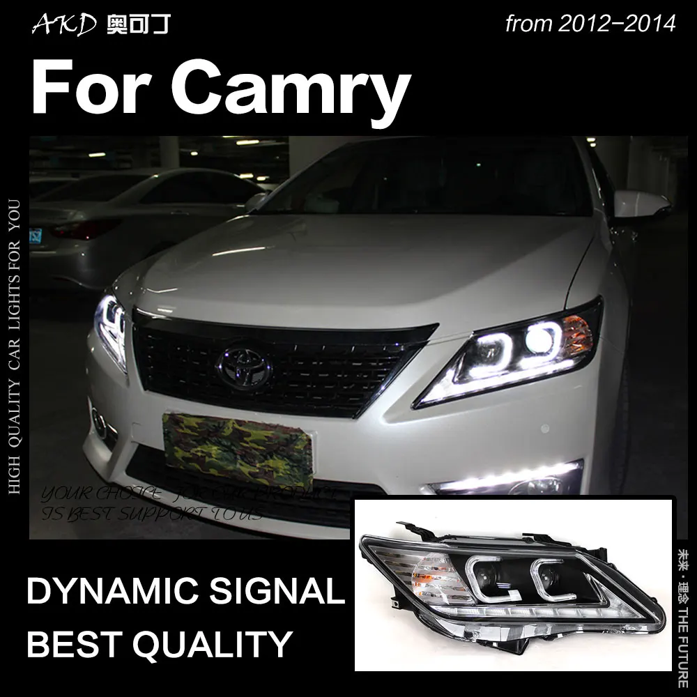 AKD автостайлинг для Toyota Camry фары 2012 2014 V50 светодиодный ные DRL Hid ангельские глазки