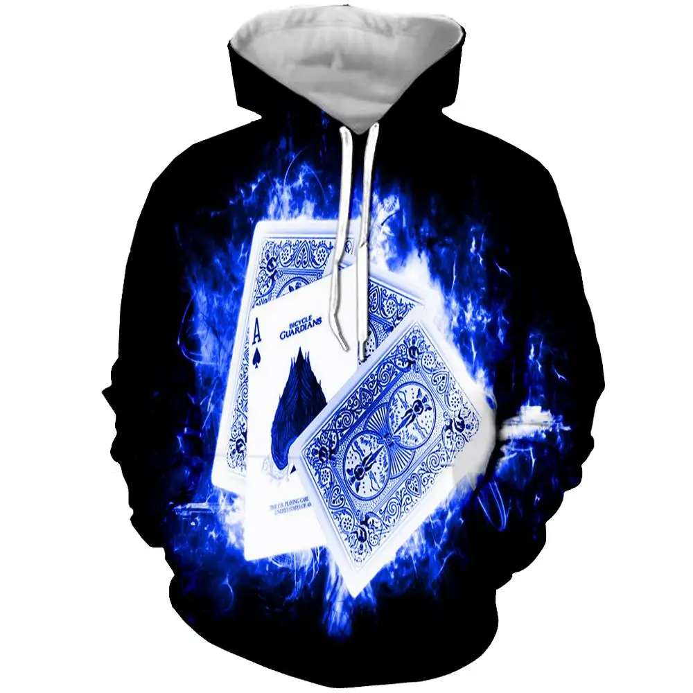 

2019 LBG new Poker Print Hoodie / Pokemon Poker Hooded Sweatshirt Anime Casual Men and Women Sports Hoodie