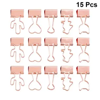 

15pcs Metal Clips Decorative Metal Creative Adorable Durable File Clamp Paper Holder Binder Clip Folder for School Home Office