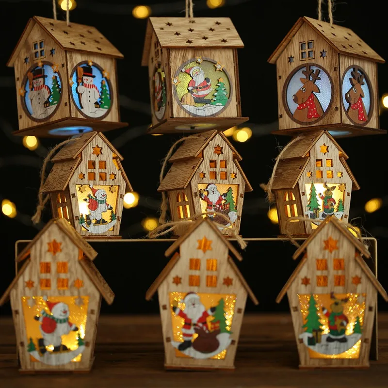 Рождественская елка, светодиодный Праздничная гирлянда, новинка, ночник, гирлянда из дерева, гирлянда с домиками, светодиодный Декор для комнаты, лампа для свадебной вечеринки