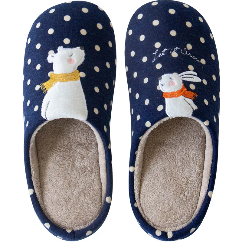 503w Rabbit blue Домашние теплые женские тапочки; милые домашние тапочки с мехом лисы и единорога; Сезон Зима; домашние тапочки из хлопка с эффектом памяти на нескользящей подошве для девочек и женщин - Цвет: 503w Rabbit blue