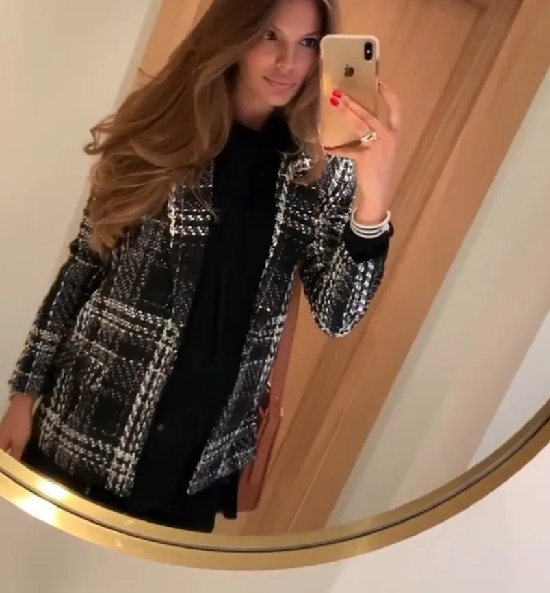 Ursohot новые женские модные полосатые блейзеры костюм для женщин Осень Зима Тонкий ретро шерстяной костюм куртка пальто женские верхняя одежда