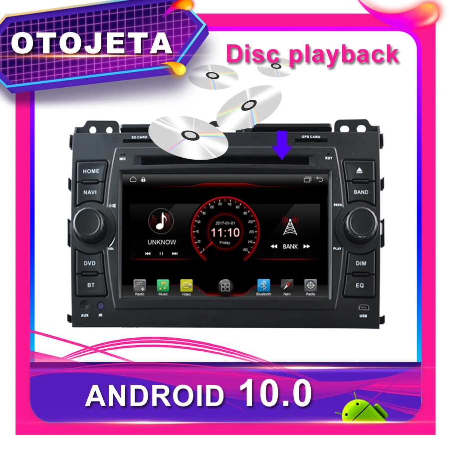 OTOJETA Автомобильный DVD Android 10,0 автомобильный gps для TOYOTA PRADO автомобильный Радио мультимедийная лента рекордер bluetooth навигация