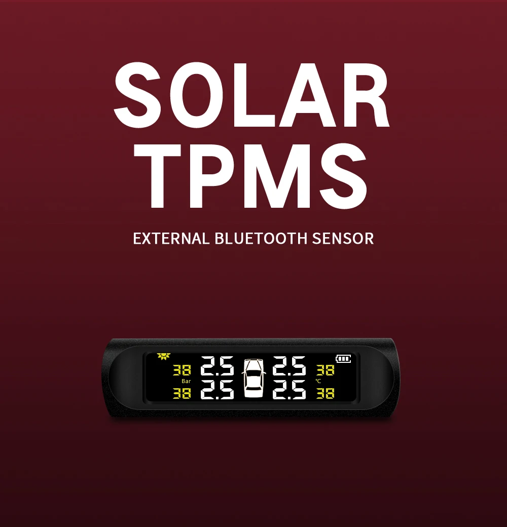 Цифровые lcd солнечные TPMS внешние датчики 4 шт. внешние датчики давления в шинах Авто Охранная сигнализация Солнечная энергия для автомобиля для внедорожника