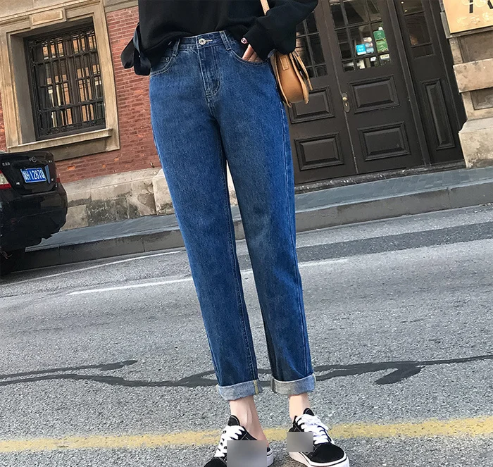Jeans For Women High Waist Cotton White Harem Mom Jeans Spring New Plus Size Black Women Jeans Denim Pants Beige Blue
