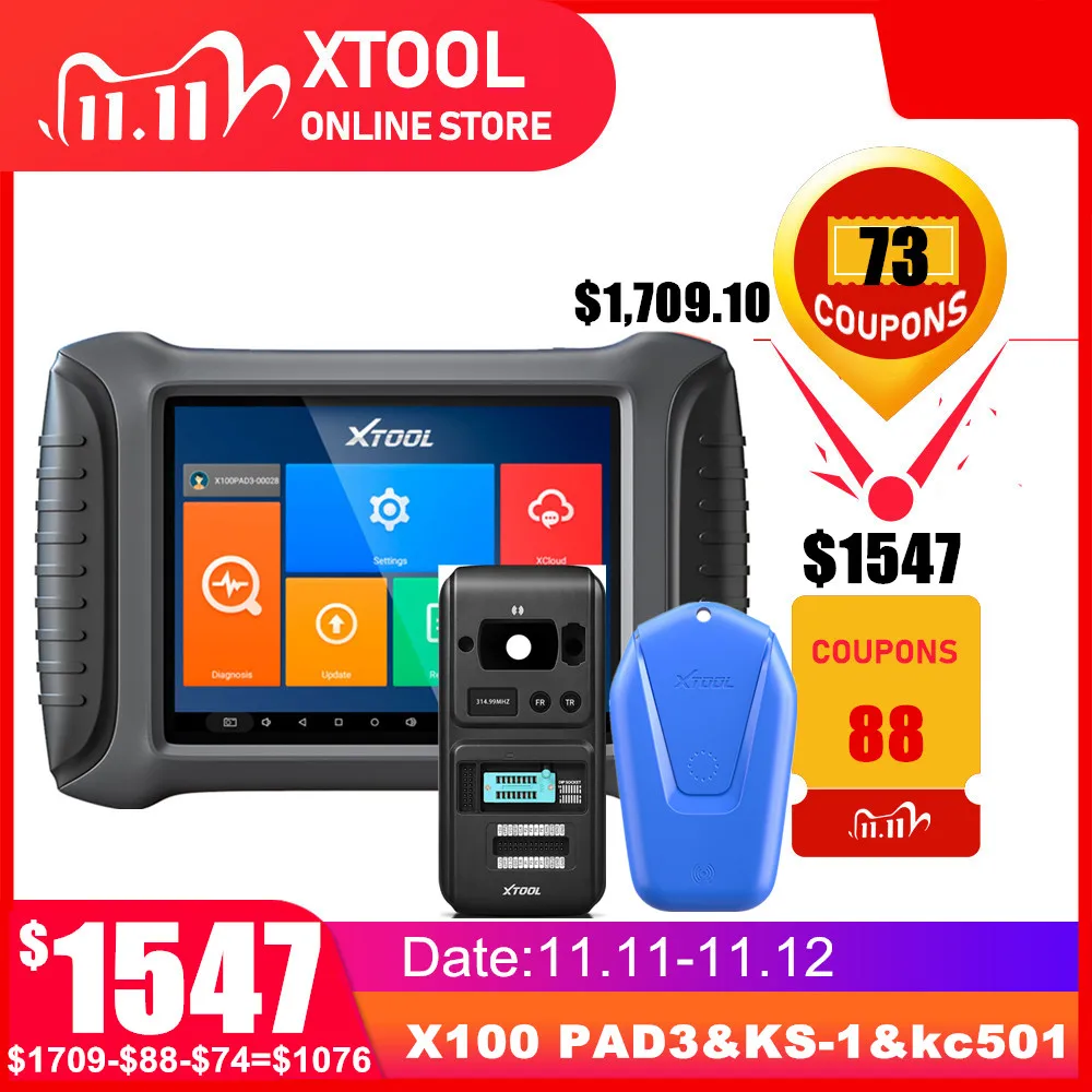 XTOOL Auto Key programmer X100 PAD3 KC501 X100 PAD Elite for Toyota All key lost Odometer Plus KS-1 SMART KEY SIMULATOR afbeelding