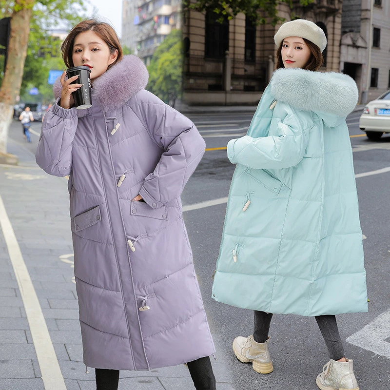 Chaqueta de Invierno para mujer, Parkas largas gruesas cálidas, chaquetas con cuello de piel con capucha para mujer, ropa acolchada de algodón para nieve, Parka, prendas de vestir, novedad de 2021|Parkas| -