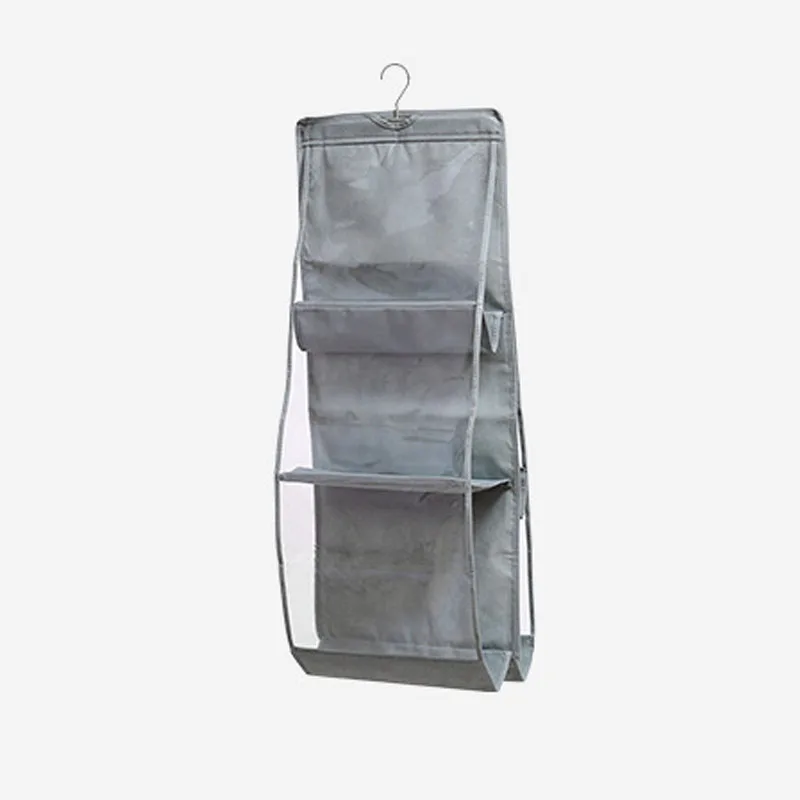 Новинка, 6 карманная Складная подвесная сумка, коробка для хранения, прозрачная коробка для хранения и сумочка, шкаф для обуви, органайзер, дверная настенная сумка для мелочей - Цвет: gray