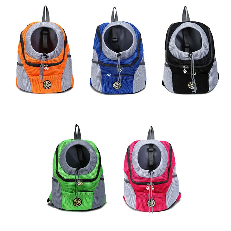 Outdoor Breathable Dog Carrier Backpack Double Shoulder Portable Front Mesh Travel Pet Bags for Cat Small Medium Dogs 1