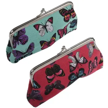 

2 Pcs Women's Ladies Butterflies Printed Coin Purse(Red & Green)