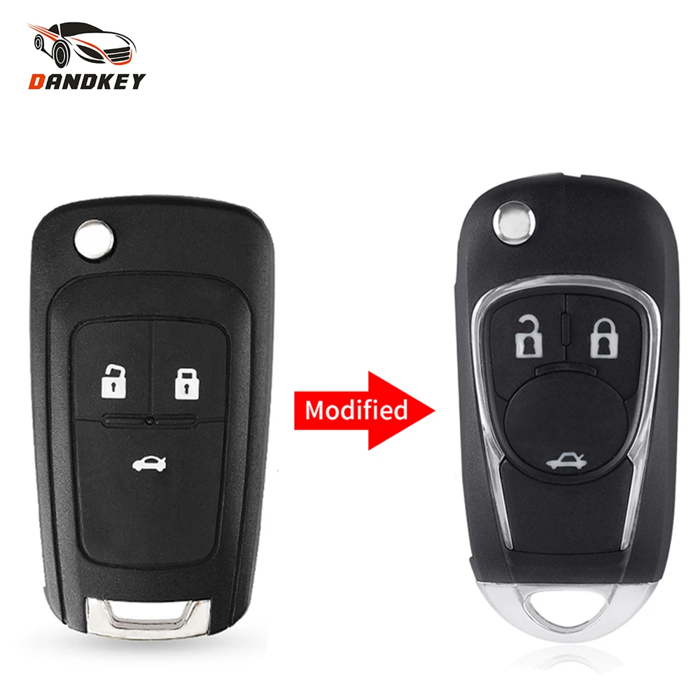 Dandkey 3/4 кнопки модифицированный флип-чехол для ключей Chevrolet Cruze Equinox Impala Malibu Sonic Camaro
