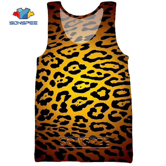 SONSPEE Leopard Animal Hunting 3D Print Men's Tank Tops Casual Fitness Bodybuilding Gym Muscle Funny Men Sleeveless Vest Shirt 2