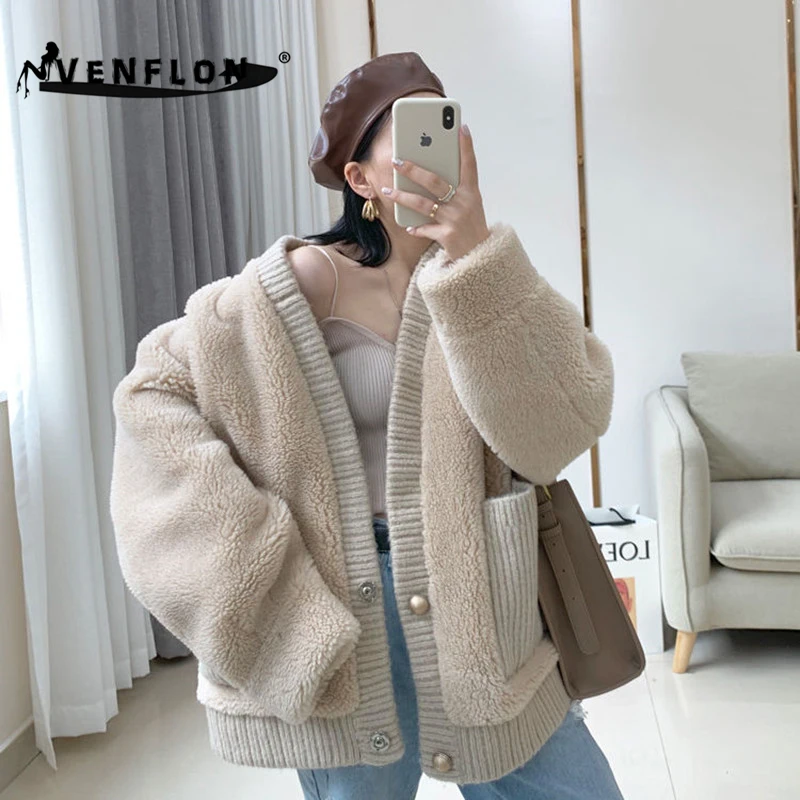 

VENFLON Winter Woolen Coat Women 2019 Korean Casual Cashmere Coat Women Loose Long Jacket Office Lady