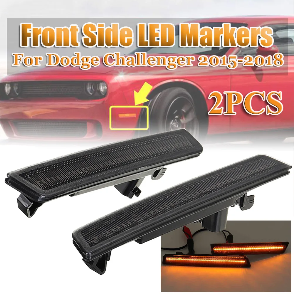 

A Pair of Front Side LED Markers Amber Light For Dodge Challenger 2015- 2016 2017 2018 Led Turn Signal Lights
