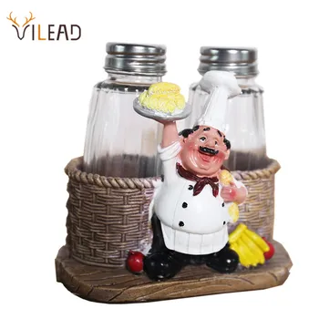 

VILEAD 8cm Resin Chef Pepper Bottle Figurines Simple And Modern Creative Crafts Gifts Ornaments Cute Character People Decoration