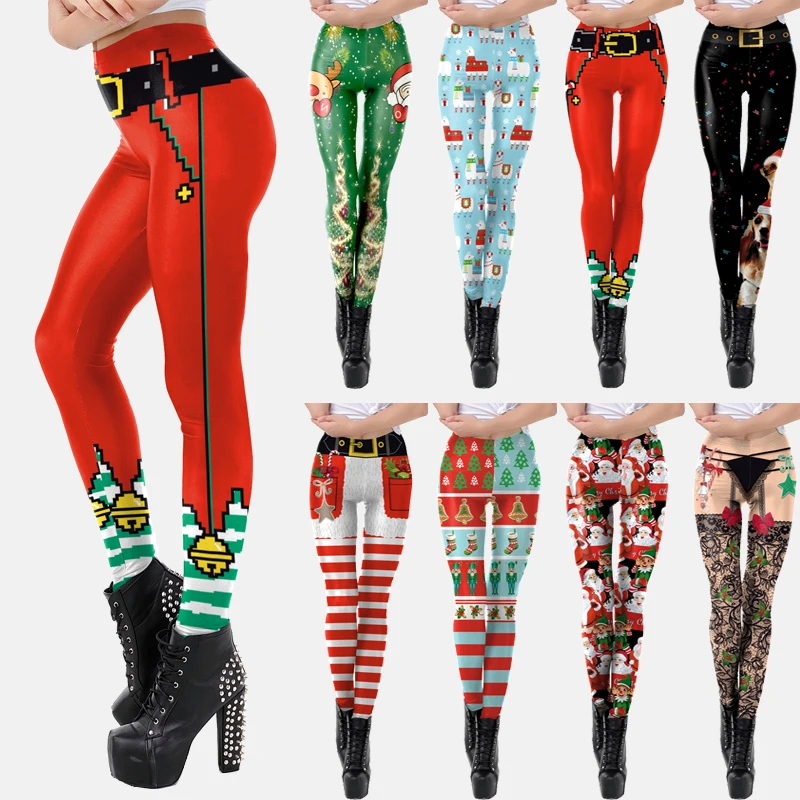 3D Digital Printing Christmas Leggings Women Fashion Funny Sexy Printed Elastic Skinny Leggings Xmas Gift pants winter