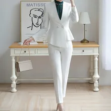 ^^Best Offers Professional women's suit high quality Elegant Slim Irregular Short White Suit Female Slim office trouser suit Two-piece uniform ^^Best Offers Professional women's suit high quality Elegant Slim Irregular Short White Suit Female Slim office trouser suit Two-piece uniform