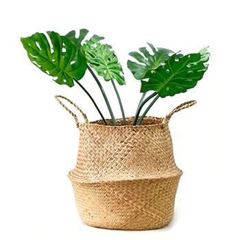 

Natural Seagrass Woven Storage Bag Tote Belly Basket for Storage Laundry Picnic Plant Pot Cover and Beach Bag