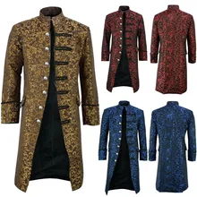 Стимпанк винтажная Мужская мода с пуговицами пиджак-фрак Готический стоячий шейный платьице Униформа пальто homme для мужчин teau для мужчин s плащ