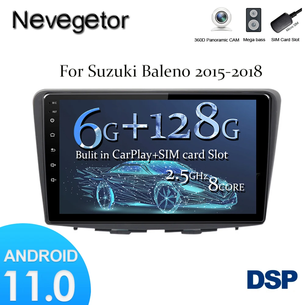 Автомагнитола 6G 128G Android 11 0 для SUZUKI Baleno 2015 2016 2017 2018 мультимедийный видеоплеер