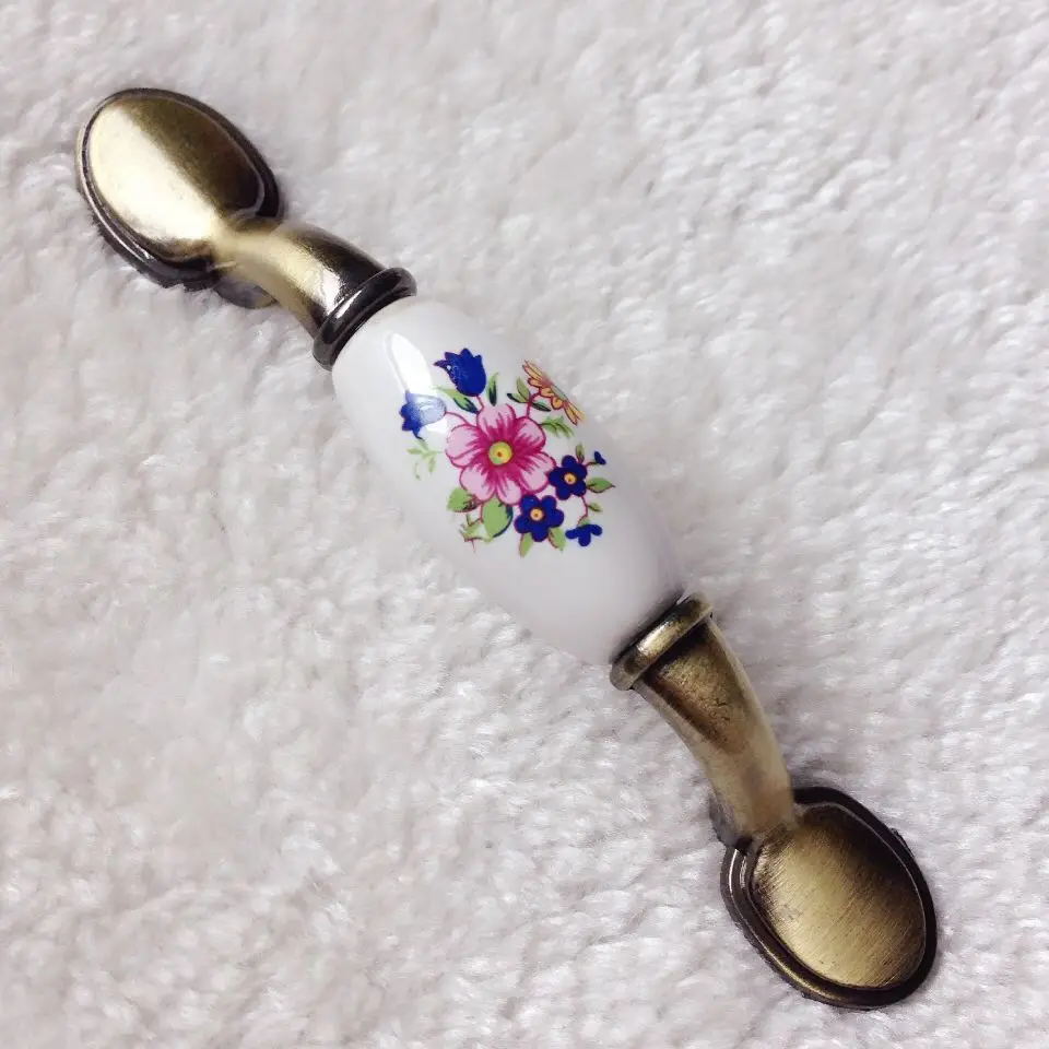 

K01-76 Classic Ceramic Handle Bronze Crack Ceramic Door Handle European Style Cabinet Wardrobe Door Handle