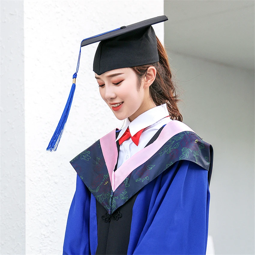 Unisex Student Graduation Uniform University School Costumes Bachelor Academic Dress Gown Photography Ceremony Robes Hat