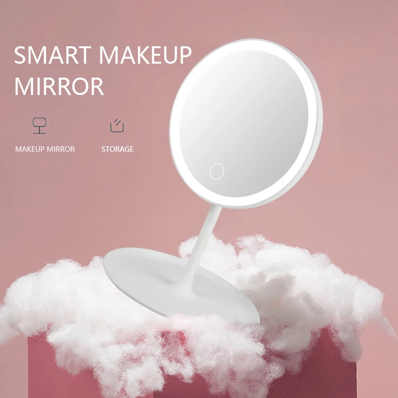 Светодиодное зеркало для макияжа, стоячий зеркальный столик для макияжа, косметическое зеркало с сенсорным экраном и подсветкой