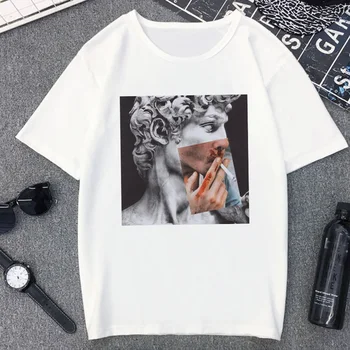 

Brain Hole Wide Open David Statue T Shirt Women Spoof Personality Fashion Tshirt Summer Harajuku Aesthetic White T-shirt Female