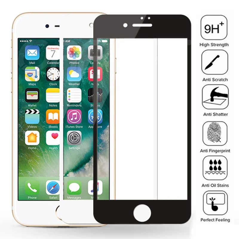 Защитное стекло 11D с полным покрытием для iPhone 8 7 6 6S Plus 5 5S SE 2020 Защита экрана пленка
