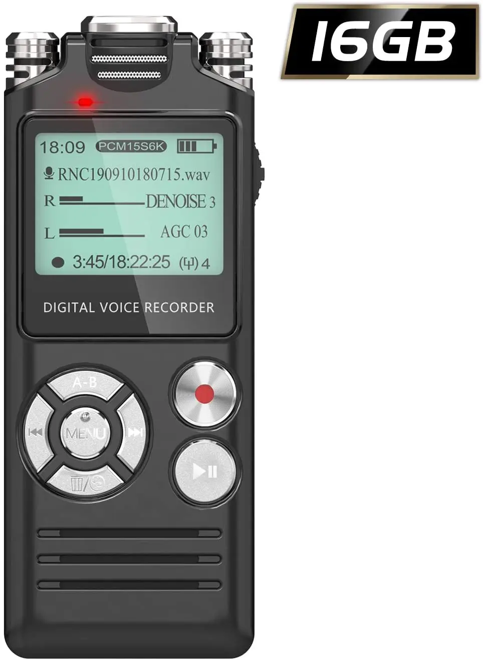 

Digital Voice Recorder 16 GB Voice Activate Recorder/ MP3 Player Rechargeable HD Audio Recorder with Noise Reduction Microphones