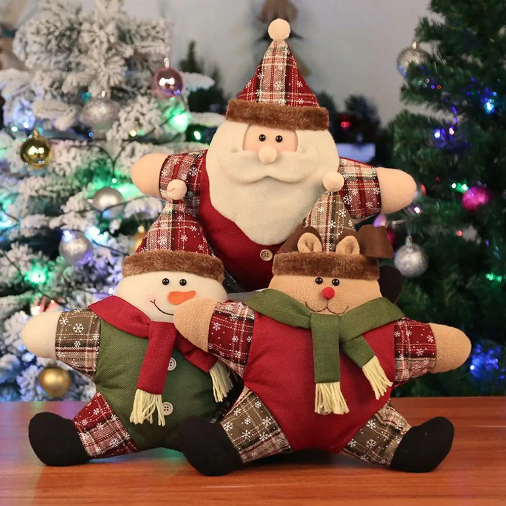 Five Stars Snowman Santa Claus Shaped Pillow Cushion Christmas Ornament Cartoon Pentagram Pillow Cushion For New Year