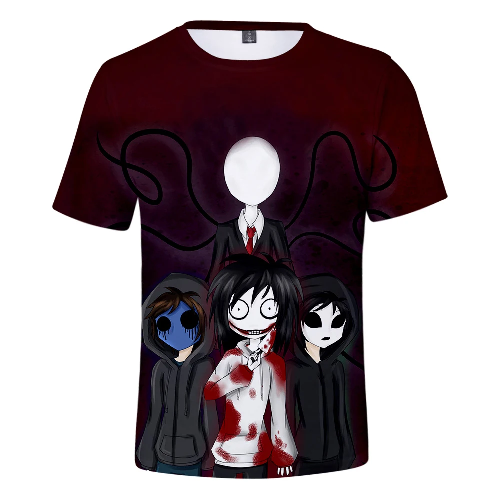 Футболки с короткими рукавами creepypasta подходящие для лета женщин мальчиков и