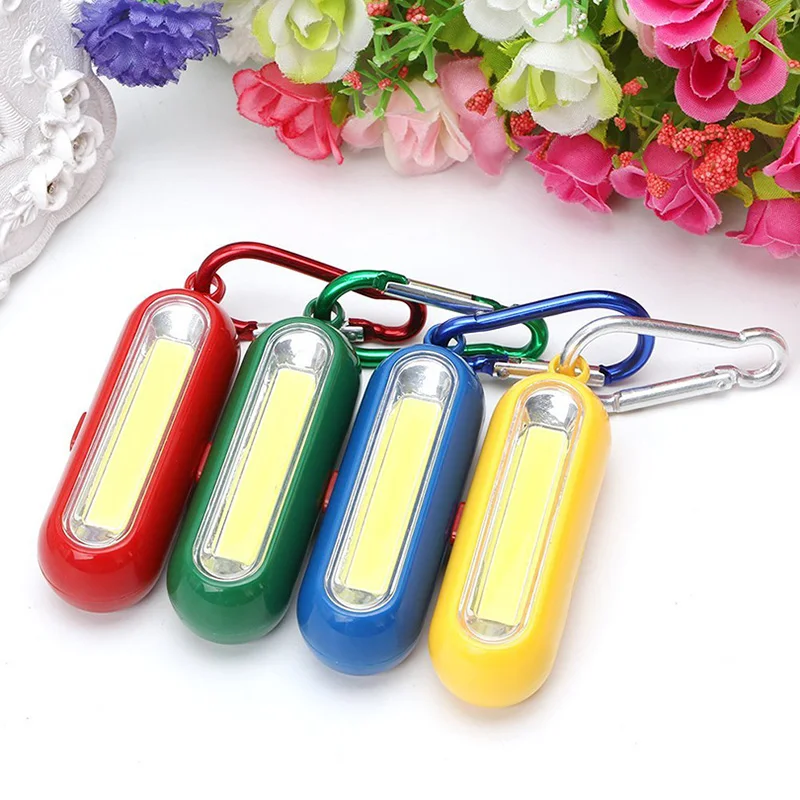 

Portable Mini COB LED Keychain Flashlight High Brigtness Keyring Torch Light Lamp with Carabiner for Outdoor Camping Hiking