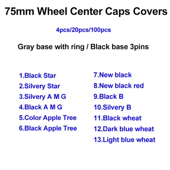 

4X/20X/100X Car Styling Wheel Center Cap Covers Wheel Hub Cap Gray Base With Ring/Black Base 3pins For W211 W203 W204 W124 W201
