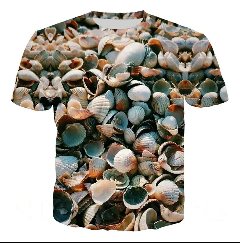 

Newest 3D Printed Beach Conch Shells T Shirt Harajuku Style Hoodie Unisex Summer Short Sleeve Top Men Women Tee Shirt