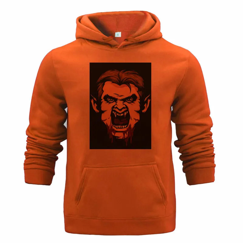 

Vampire Character Printed Mens Hooded Hoodies Fleece Autumn Sweatshirts Big Pocket Cool Street Boys Sports Running Sweatshirts