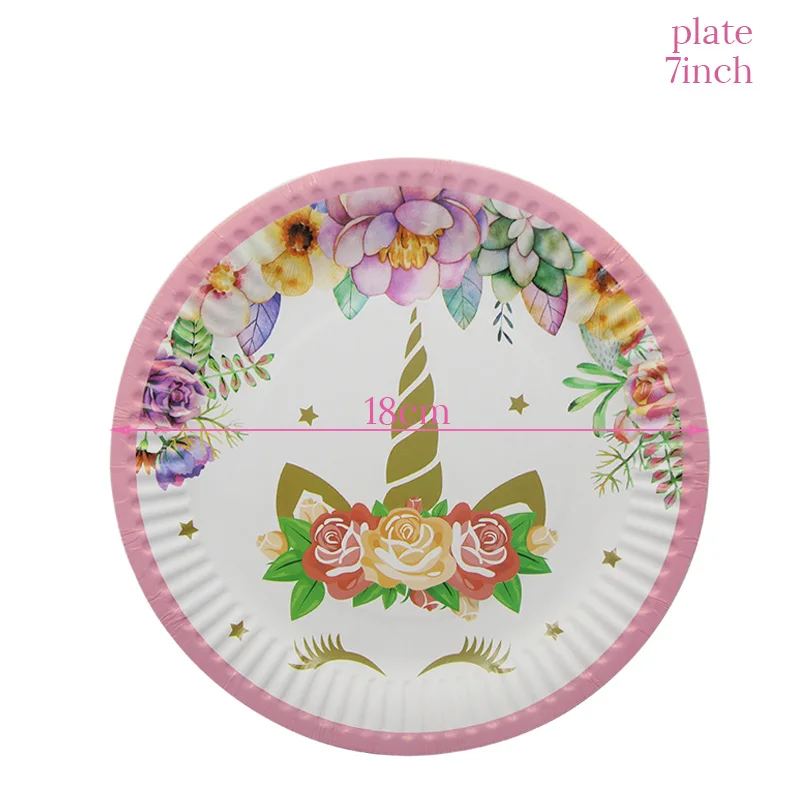 10pcs 7inch plates Вечерние пластиковые скатерти в виде единорога с WEIGAO для дня рождения, украшения для детской вечеринки, вечерние скатерти в виде единорога - Цвет: 10pcs 7inch plates