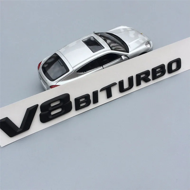 Автомобильный Стайлинг 18*2 см ABS пластик V8BITURBO V12BITURBO эмблема задний багажник значок боковые логотипы автомобиля наклейки на тело 5 цветов - Цвет: Black V8