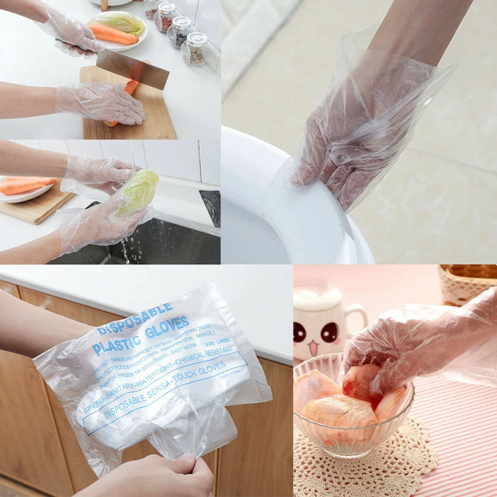 Прозрачные пластиковые одноразовые перчатки для ресторана, дома, обслуживания питания гигиенические принадлежности AIA99